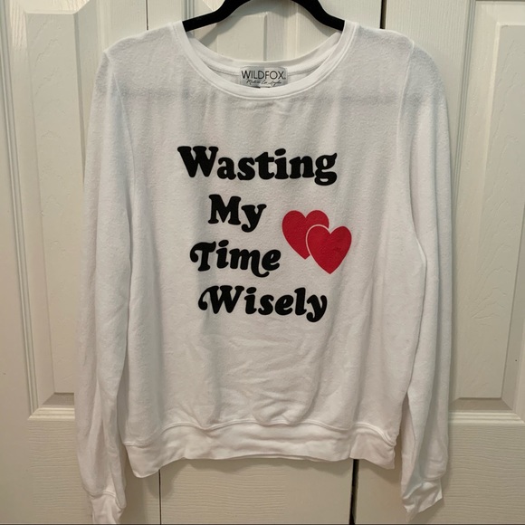 Wildfox Wasting My Time Wisely Baggy Beach Jumper - Picture 2 of 4